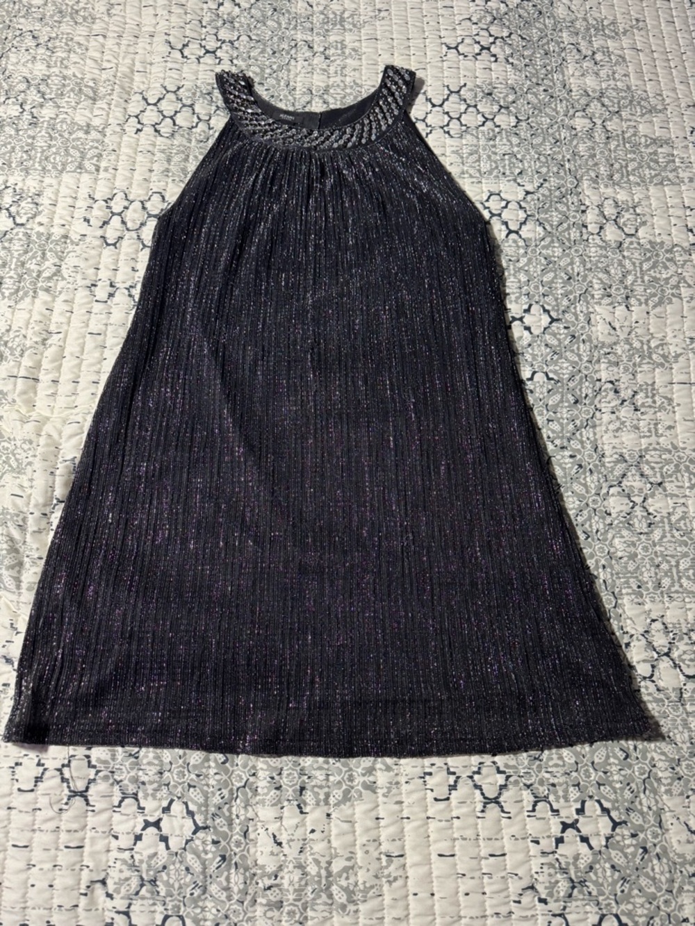 Alfani Women Black Silver Sleeveless Jeweled Neckline Lined Dress Ladies 2X